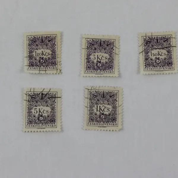 Lot Of 5 Czechoslovakia 1950s Postage Due Stamps Used