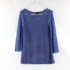 Tribal Purple Open Knit Long Sleeve Top See Through Size Medium Summer Festival