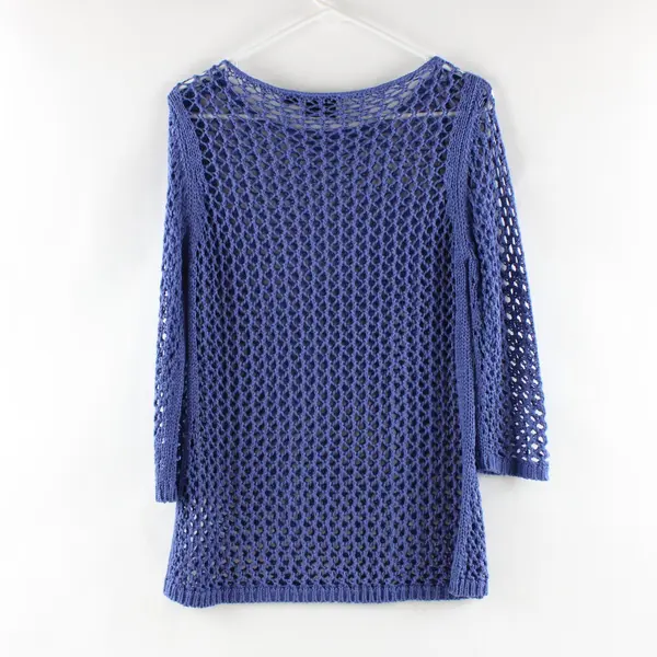 Tribal Purple Open Knit Long Sleeve Top See Through Size Medium Summer Festival