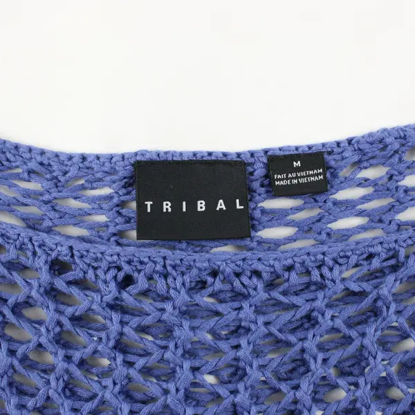 Tribal Purple Open Knit Long Sleeve Top See Through Size Medium Summer Festival