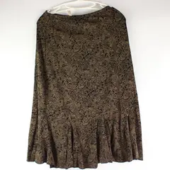 Susan Lawrence Petite Black and Brown Floral Paisley Print Midi Skirt PM