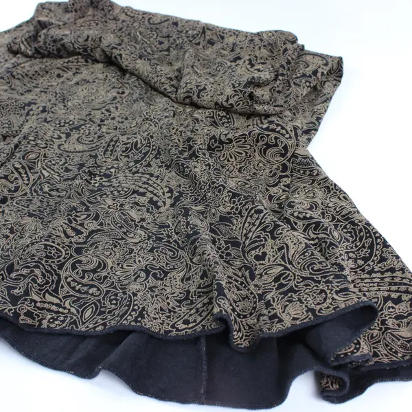 Susan Lawrence Petite Black and Brown Floral Paisley Print Midi Skirt PM