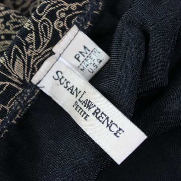 Susan Lawrence Petite Black and Brown Floral Paisley Print Midi Skirt PM