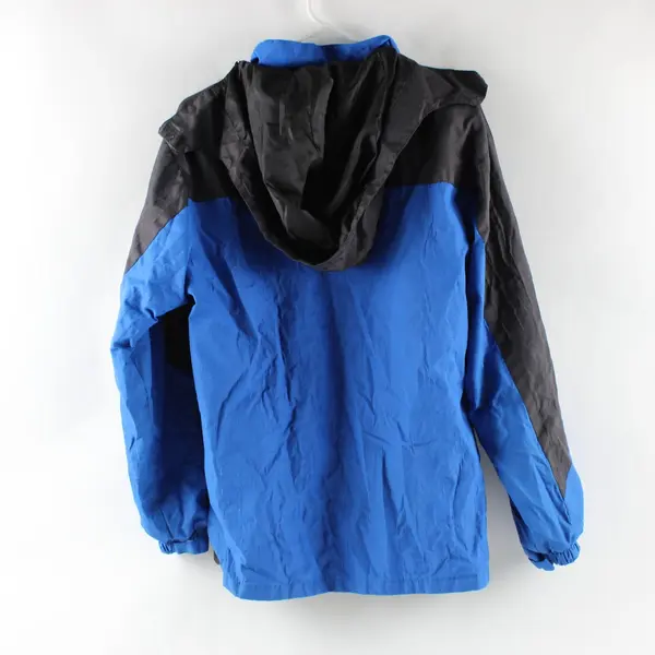 Aibrou Women's Large Blue Black Hooded Zip-Up Windbreaker Jacket