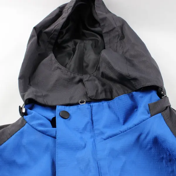 Aibrou Women's Large Blue Black Hooded Zip-Up Windbreaker Jacket