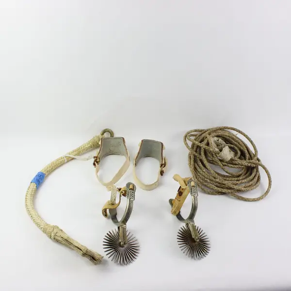 Antique Chilean Huaso Gaucho Ornate Braided Horse Reins Spurs Tack