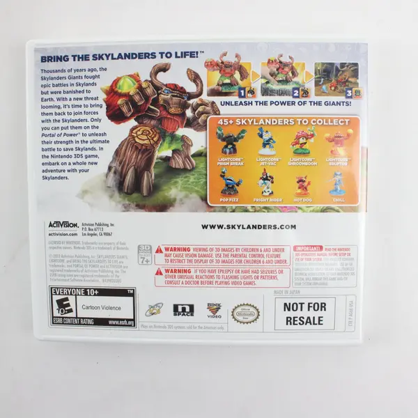 Nintendo 3DS Skylanders Giants Original Game Case Booklet Inserts No Game