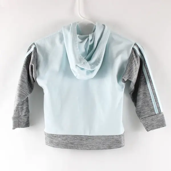 Adidas Kids Zip Up Hoodie Jacket Size 4T Gray, Light Blue, White Stripes 