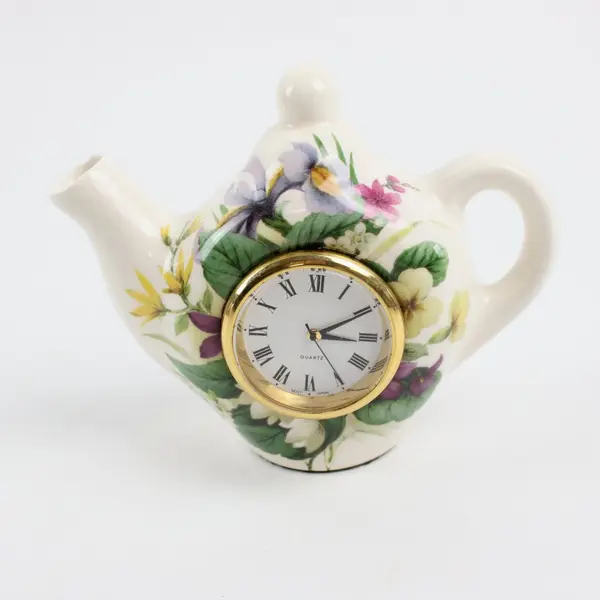 The Bristol China Company Teapot Clock Floral Motif Ceramic