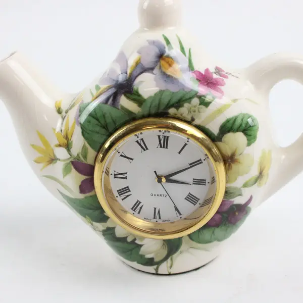 The Bristol China Company Teapot Clock Floral Motif Ceramic
