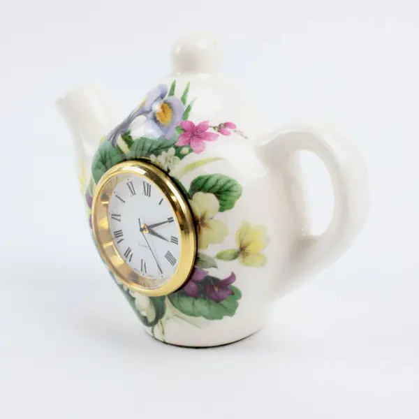 The Bristol China Company Teapot Clock Floral Motif Ceramic