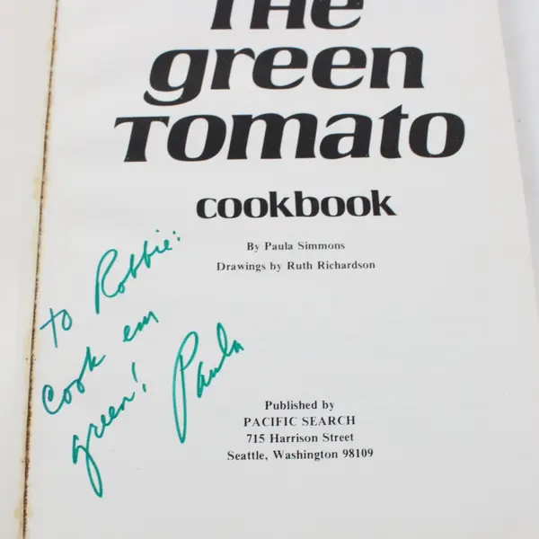Vintage The Green Tomato Cookbook by Paula Simmons 1975 PB Signed Inscribed