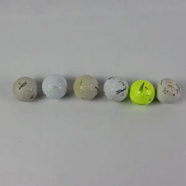 6 Used Titleist Golf Balls 5 White 1 Yellow Practice Casual Play