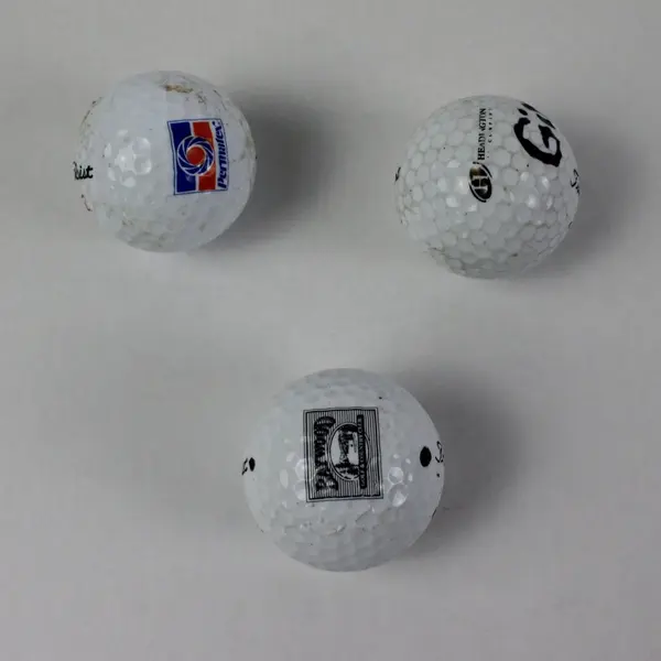 3 Mixed Brand Golf Balls Titleist Permanex Heddington Used Practice