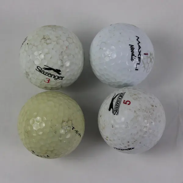 Lot of 4 Golf Balls: 2 Maxfli Noodle, 2 Slazenger Pre-Owned