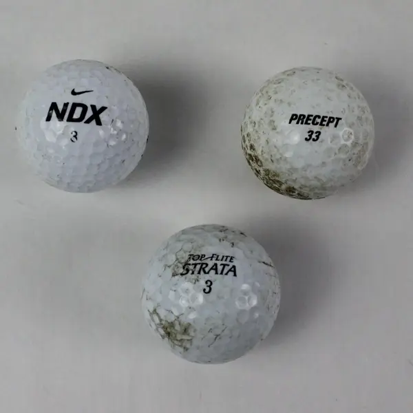 Lot of 3 Used Nike NDX Bridgestone Precept Top Flite Strata Golf Balls