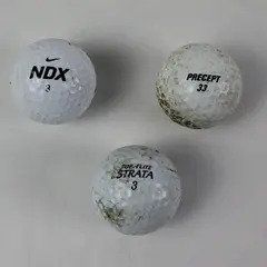Lot of 3 Used Nike NDX Bridgestone Precept Top Flite Strata Golf Balls