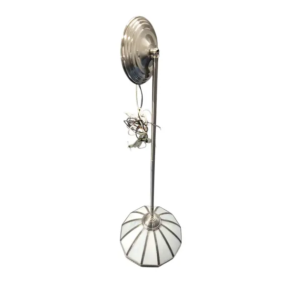 Silver Tone Single Light Pendant Ceiling Fixture Frosted Glass Shade Untested
