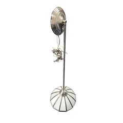 Silver Tone Single Light Pendant Ceiling Fixture Frosted Glass Shade Untested