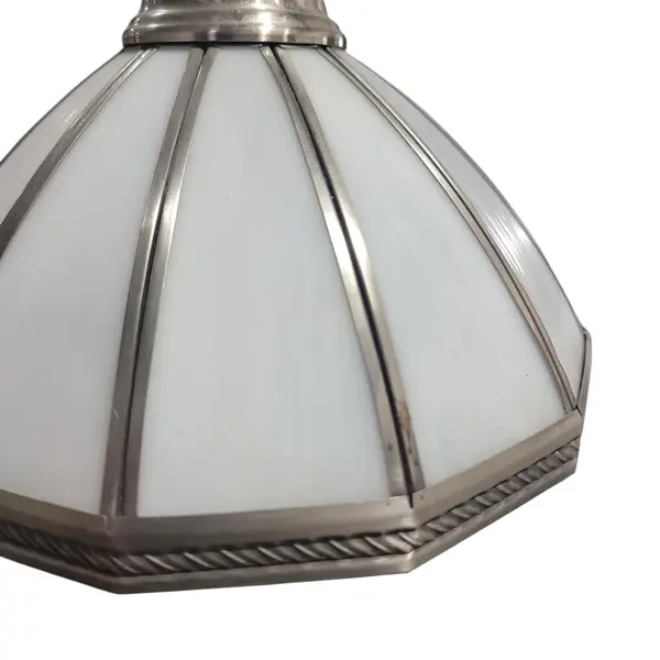 Silver Tone Single Light Pendant Ceiling Fixture Frosted Glass Shade Untested
