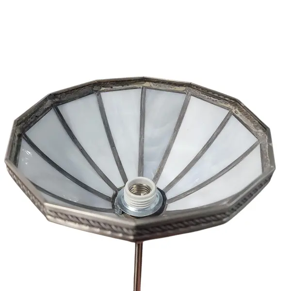 Silver Tone Single Light Pendant Ceiling Fixture Frosted Glass Shade Untested