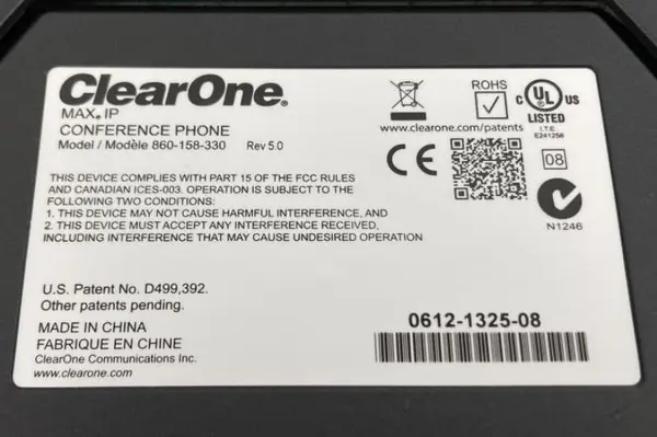 ClearOne Max IP Conference Phone Model 860158330 Untested No Cords