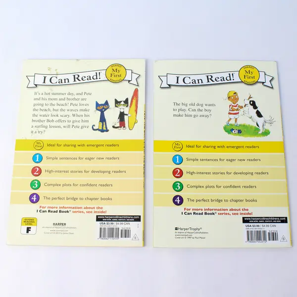 Lot of 2 I Can Read Books Go Away Dog Pete The Cat Pete At The Beach PB