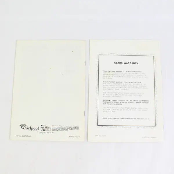 Lot Of 2 Kitchen Appliance Instruction Manuals For Microwave Oven & Freezer PB