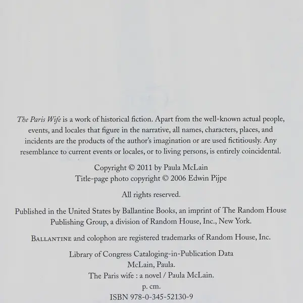 The Paris Wife by Paula McLain 2011 Hardcover Dust Jacket 1st Edition