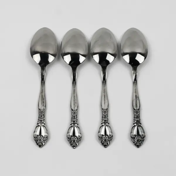 Set of 4 Miracle Maid MMA2 Pattern Oval Soup Spoons Stainless Steel 6.75 Inch