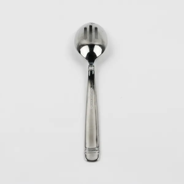 A Reed & Barton 18/8 Stainless Durham-Matte Pierced Serving Spoon 8.75 Inches