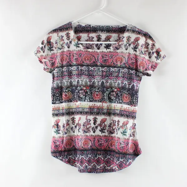 Style & Co Women's Petite Small Multicolor Floral Cap Sleeve T-Shirt