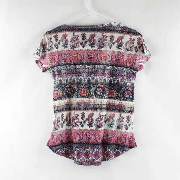 Style & Co Women's Petite Small Multicolor Floral Cap Sleeve T-Shirt