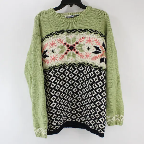 Vintage Paul Harris Design Fair Isle Sweater Women's Large Navy Green