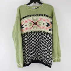 Vintage Paul Harris Design Fair Isle Sweater Women's Large Navy Green