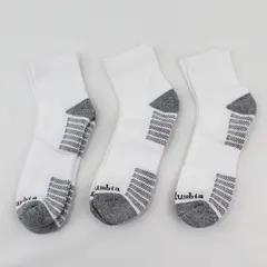 Lot of 3 Pairs Columbia Men's Athletic White and Grey Quarter Socks Size S/M