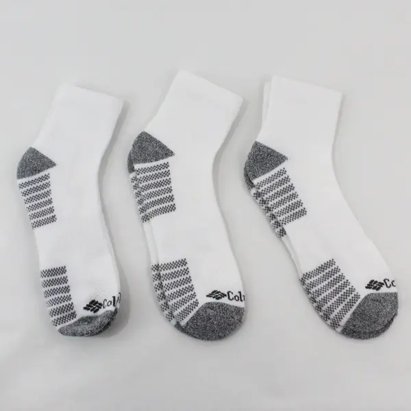 Lot of 3 Pairs Columbia Men's Athletic White and Grey Quarter Socks Size S/M