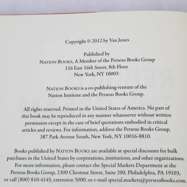 Rebuild The Dream by Van Jones 2012 Hardcover - Pre-owned Dust Jacket Wear