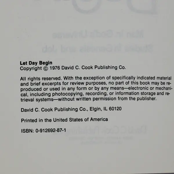 Let Day Begin by Larry Richards 1976 Studies in Genesis & Job Paperback Ex-Lib