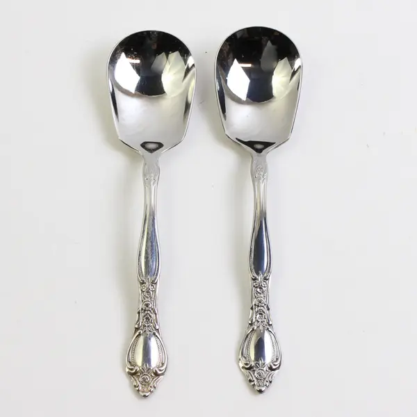 A Lot of 2 Miracle Maid MMA2 Pattern Sugar Spoons Stainless Steel 6 Inches