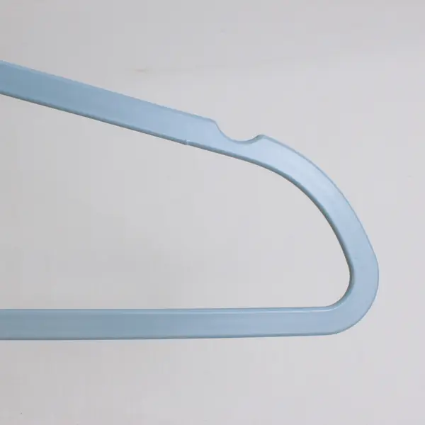 Lot of 10 Thin Blue Plastic Traditional Hangers w/ Notches Metal Hooks