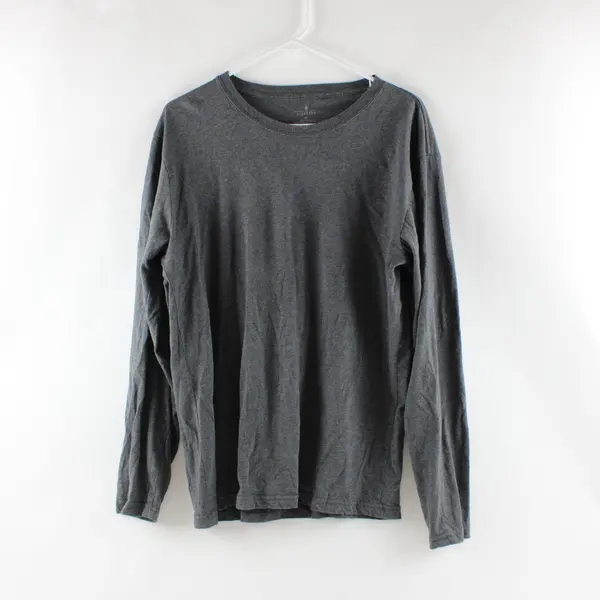 Stafford Men's M Gray Cotton Long Sleeve Crew Neck Pullover Shirt