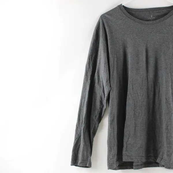 Stafford Men's M Gray Cotton Long Sleeve Crew Neck Pullover Shirt