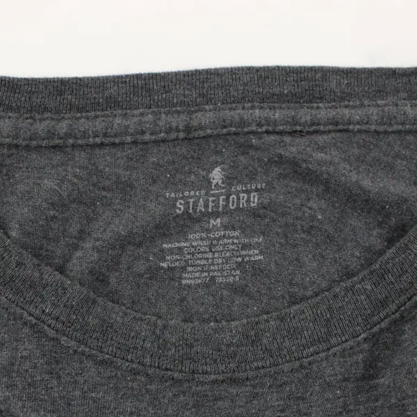 Stafford Men's M Gray Cotton Long Sleeve Crew Neck Pullover Shirt