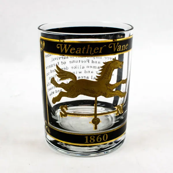 Georges Briard Weathervane Tumblers Lot of 3 Vintage 1960s Gold Trim