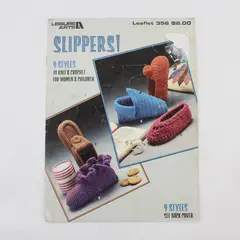 Vintage 1985 Leisure Arts Slippers! Pattern Leaflet 356 Knit Crochet 9 Styles