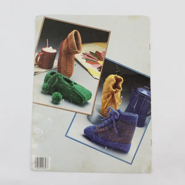 Vintage 1985 Leisure Arts Slippers! Pattern Leaflet 356 Knit Crochet 9 Styles