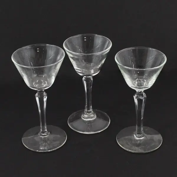 Lot of 3 Vintage Clear Coupe Champagne Saucer Glasses 6 Inch Tall