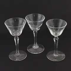 Lot of 3 Vintage Clear Coupe Champagne Saucer Glasses 6 Inch Tall