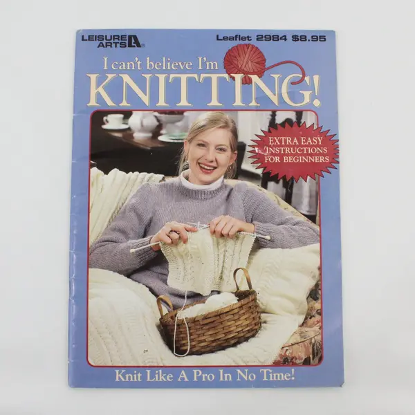'97 Vintage Leisure Arts I Can't Believe I'm Knitting For Beginners Leaflet 2984